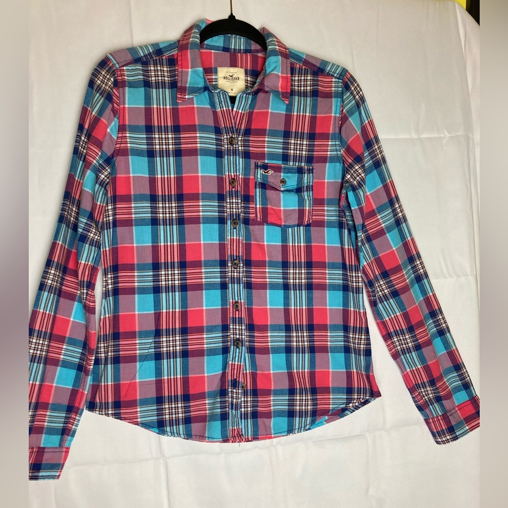 Hollister Multicolor Plaid Shirt - Red, Blue, and Pink